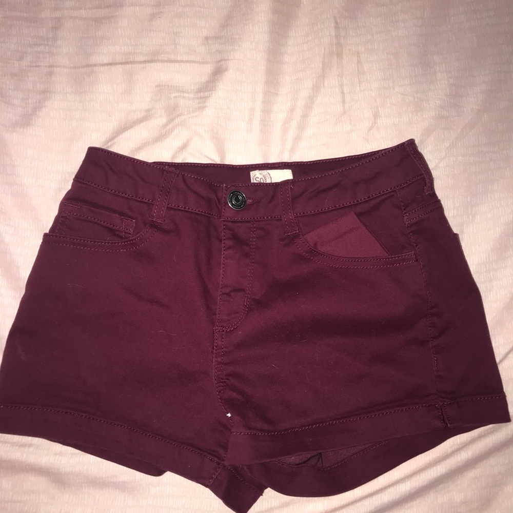 Burgundy Jean Shorts